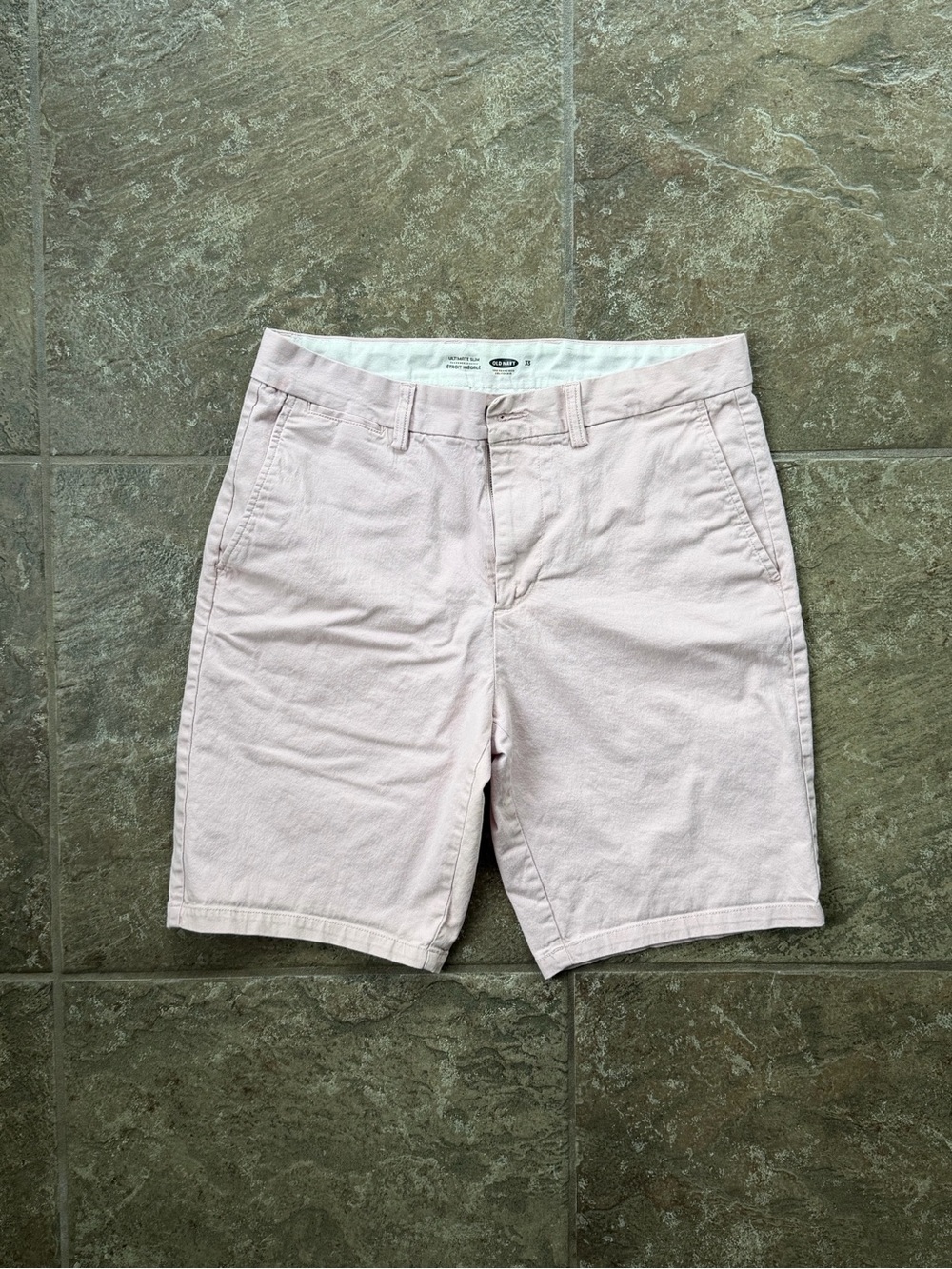 Old Navy Men's Ultimate Slim Chino Shorts Light Pink Size 33 Built-In Flex